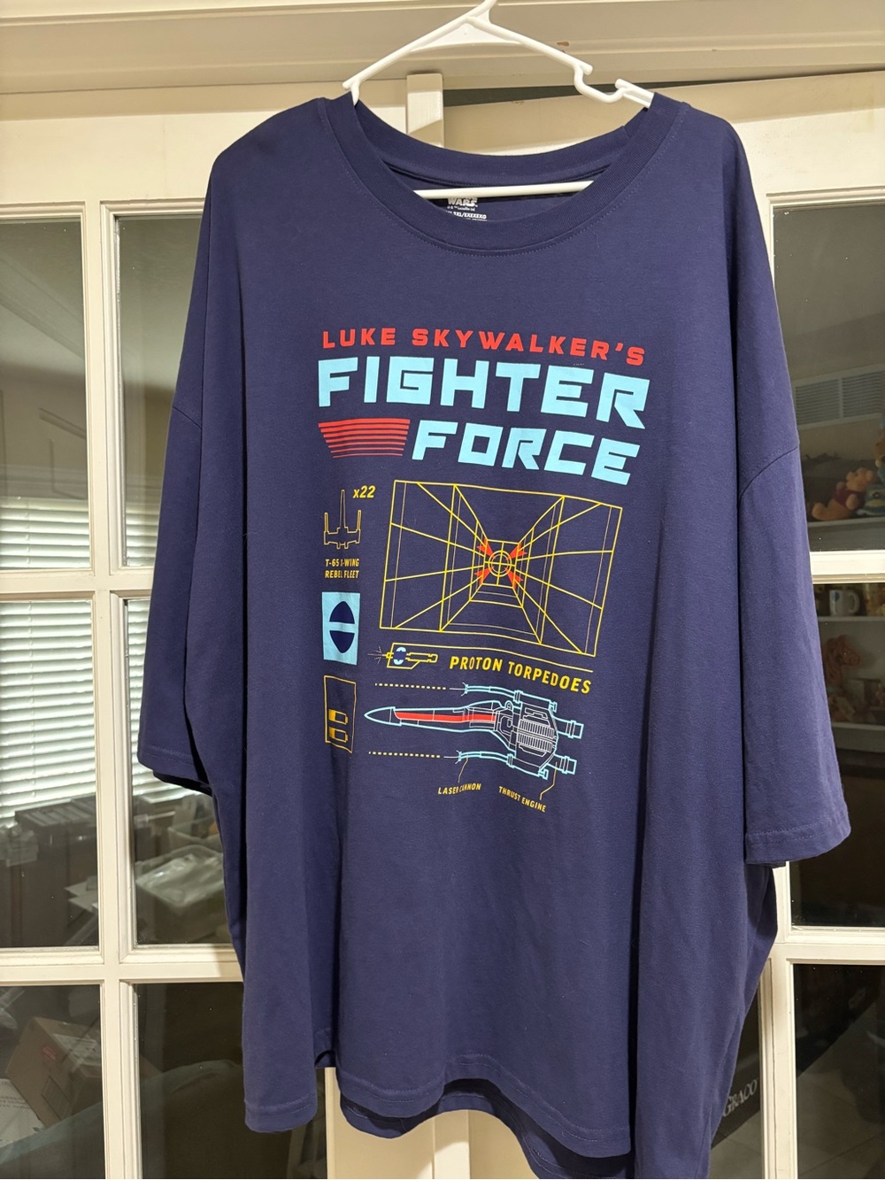 Star Wars shirt adult XXXL blue Luke Skywalker Fighter X wing Disney parks